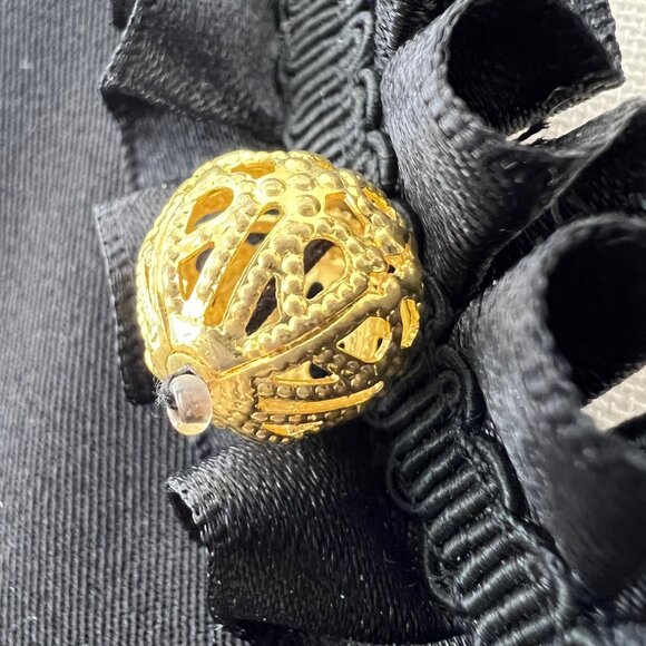 Victor Costa Black Jacket with Gold Buttons and Detailing Designer VTG Couture - Picture 13 of 14